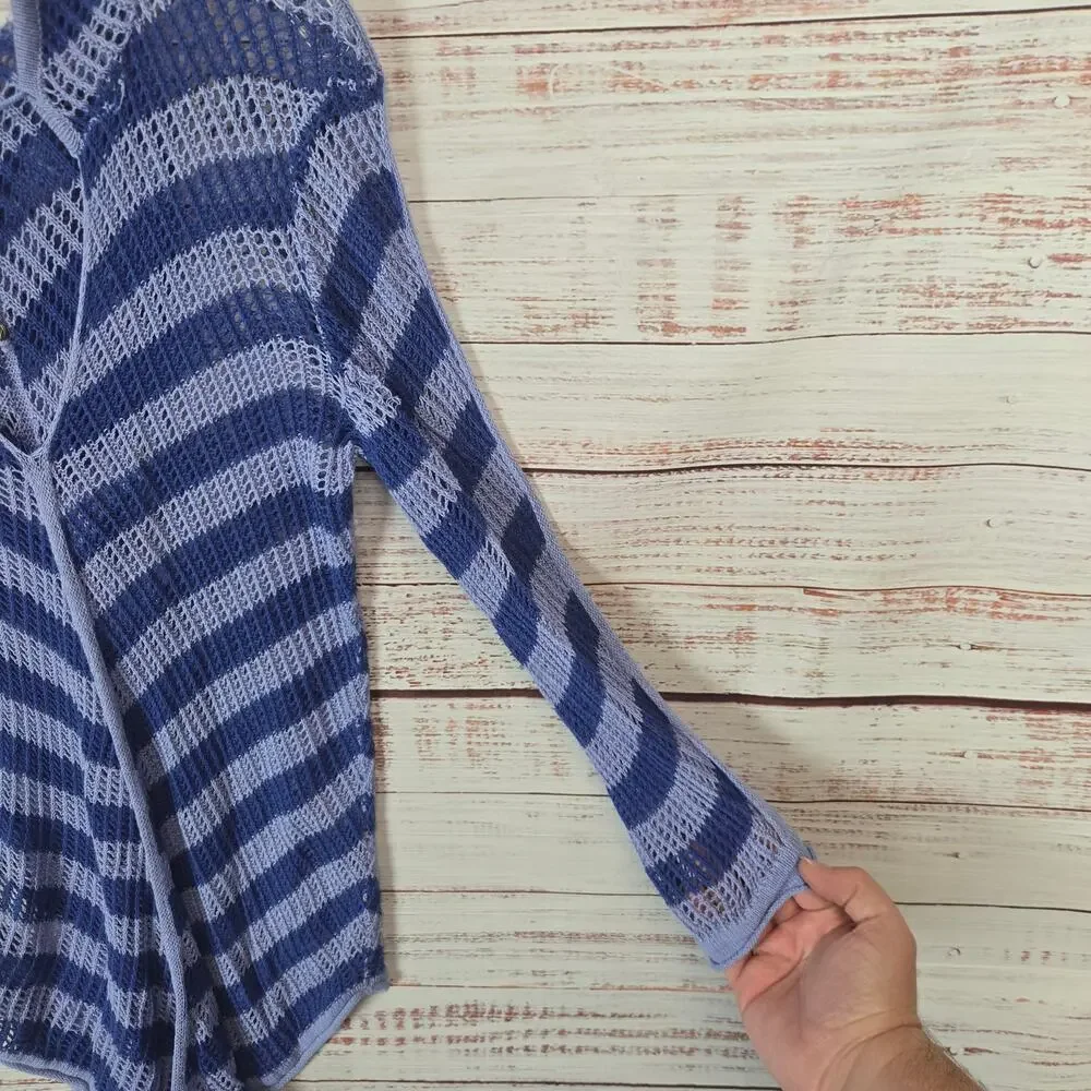 Tommy Bahama Purple Striped Knit Hooded Swim Coverup